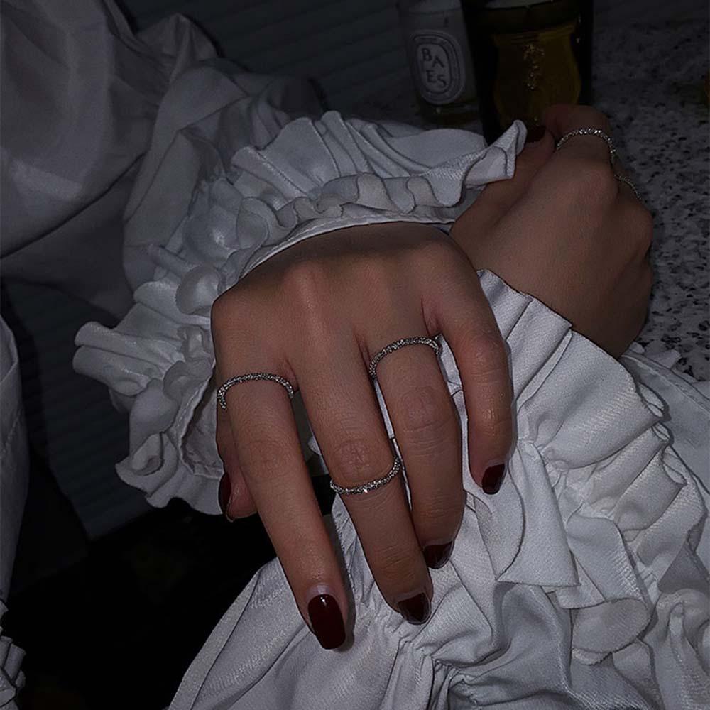 FORBETTER Nhẫn Dây Xích Bằng Đồng Lấp Lánh Thời Trang Cho Nữ