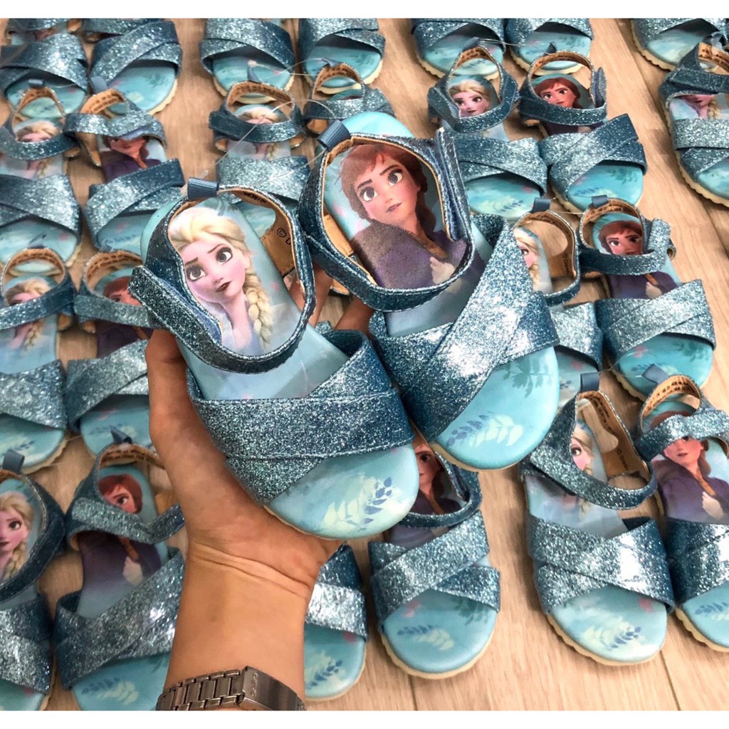 Sandal cho bé - Sandal Elsa màu xanh HM dư mẫu mới cho bé gái size từ 24-34