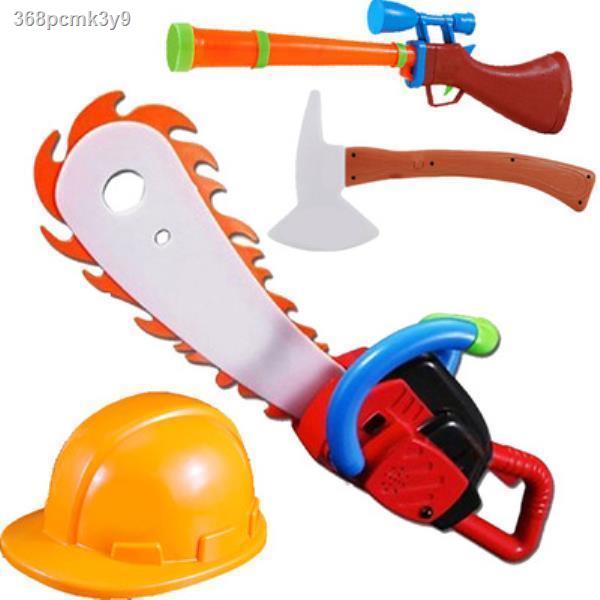 【2021】Bald mạnh mẽ cưa đồ chơi điện bộ cắt cây kết hợp âm thanh và ánh sáng súng cho bé trai 3 tuổi