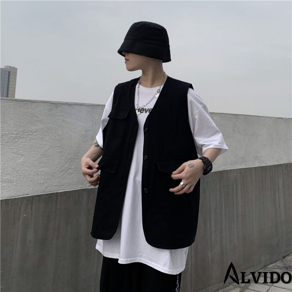 Áo gile ALVIDO unisex form rộng Gile Basic Tea nam nữ oversize phong cách ulzzang GL21