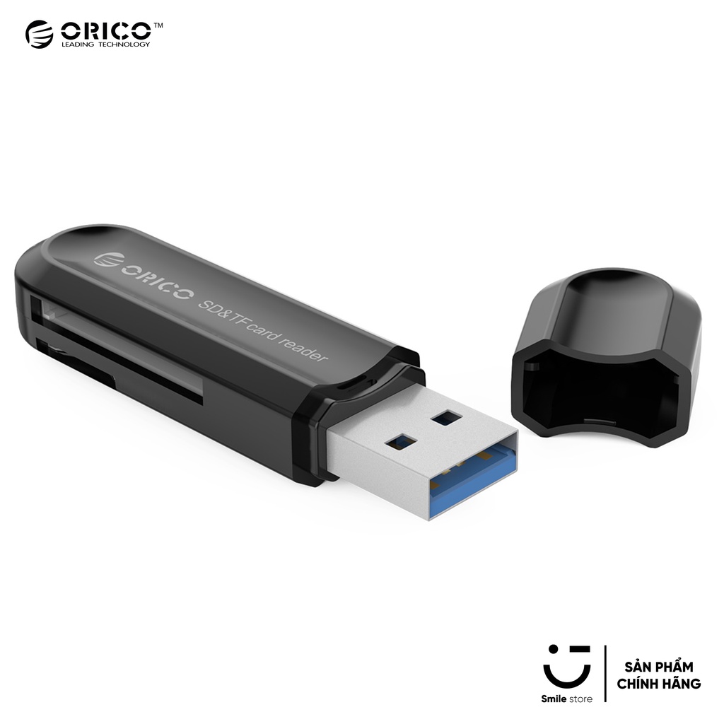 Đầu Đọc Thẻ Nhớ SD/TF USB 3.0 ORICO CRS21 Tốc Độ Cao 5Gbp/s (Đen) - Hàng Chính Hãng