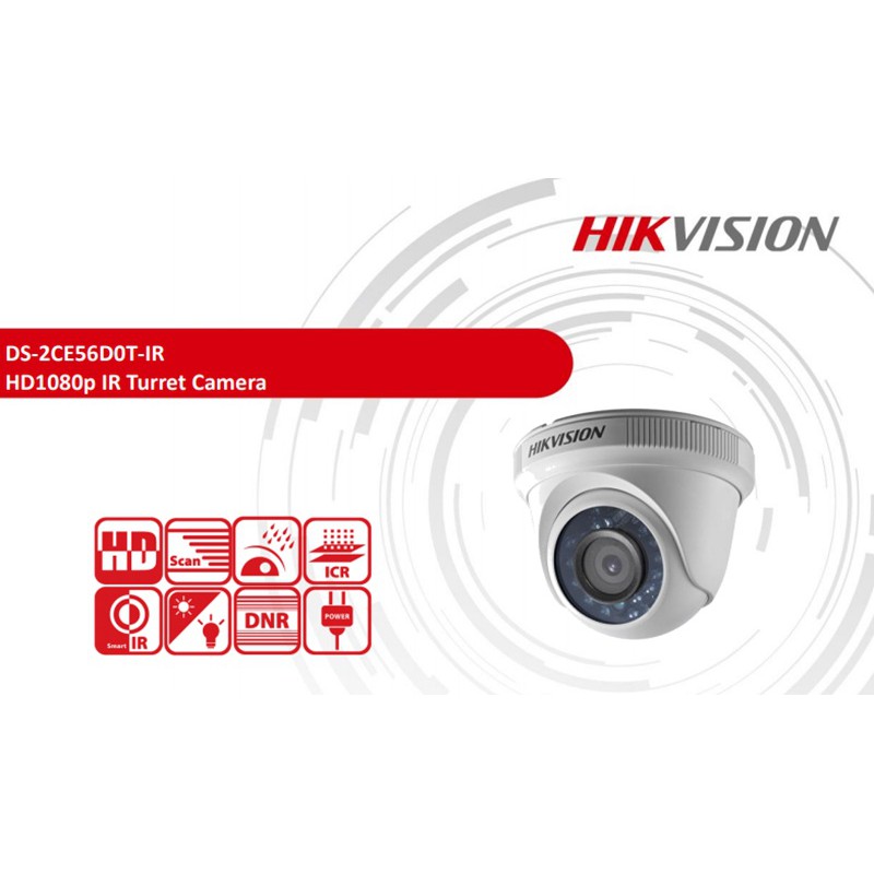 Camera HDTVI Dome 2.0MP Hikvision DS-2CE56D0T-IR Hàng chính hãng