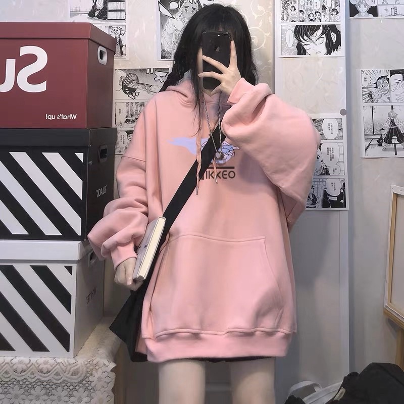Áo Hoodie Nỉ Bông Tay Dài Unisex Hình TIKKEO