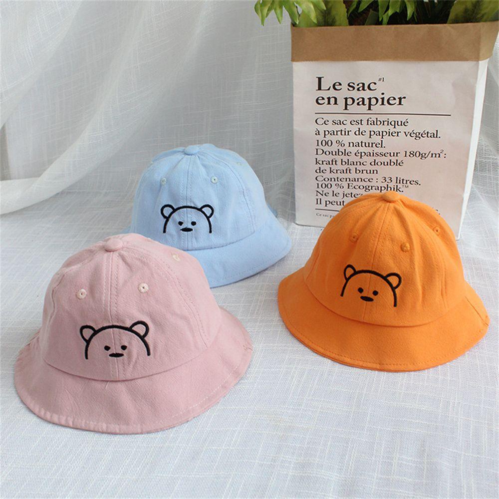MELODG Mũ Bucket Chất Liệu Cotton In Họa Tiết Chú Gấu Dễ Thương Thời Trang Xuân Hè Cho Bé