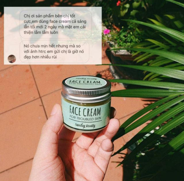 Kem dưỡng da mụn/nhạy cảm Face Cream handmade (Sunday Beauty)