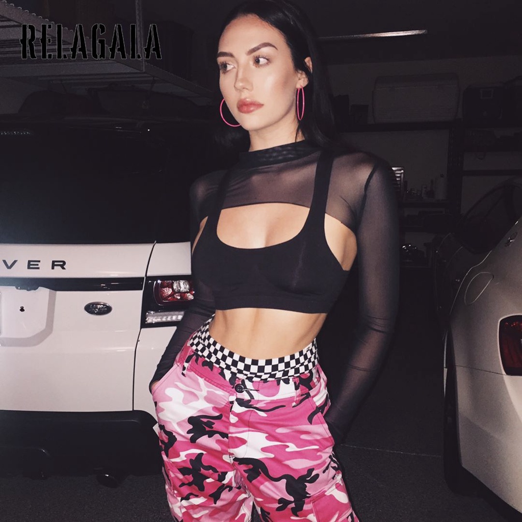 Áo Lưới Crop Top Gợi Cảm Của Phụ Nữ RelaGala
