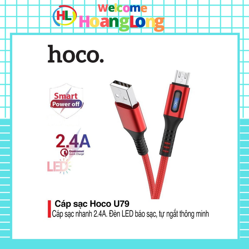 Cáp Sạc Nhanh Hoco U79 Type-C tích hợp đèn báo trên chuôi sạc và hỗ trợ truyền dữ liệu ,tự ngắt khi pin đầy