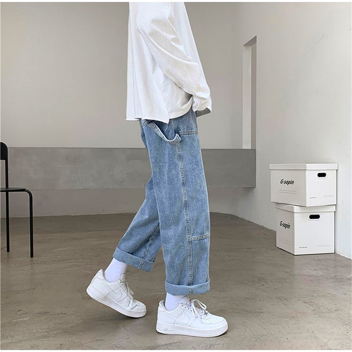 Quần jeans nam ống rộng, quần bò baggy nam ống xuông phong cách Hàn Quốc 02