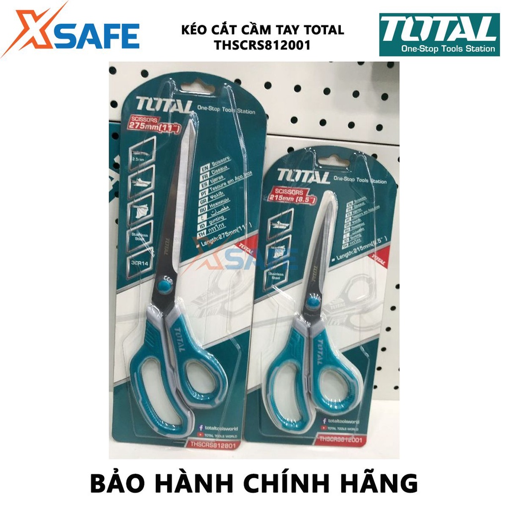 Kéo cắt giấy TOTAL Kéo cầm tay chất liệu thép không gỉ, độ dày lưỡi dao 2.5mm, tay cầm TOTAL kiểu dáng độc đáo