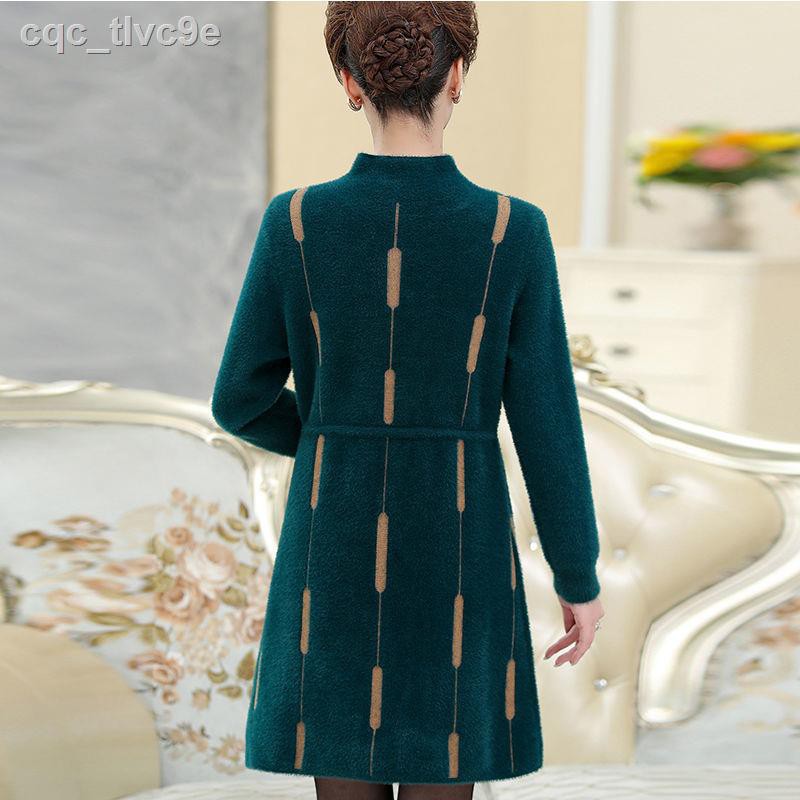 Mother dress autumn and winter mink velvet women s mid-length western-style sweater skirt middle-aged thick bottoming sh | BigBuy360 - bigbuy360.vn