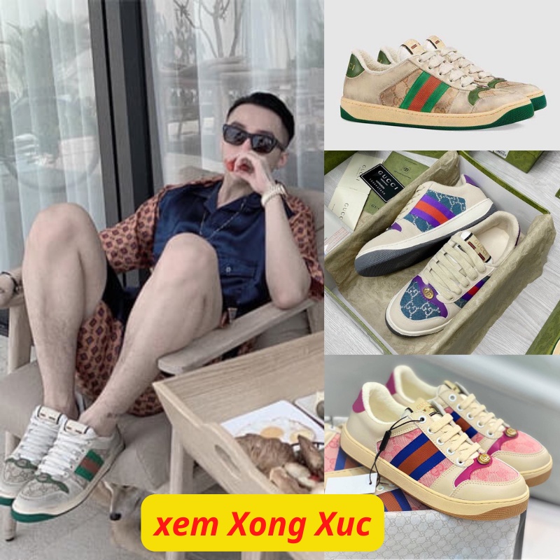 Giày thể thao 𝐆𝐮𝐜𝐜𝐢 Sơn Tùng xanh hồng cao cấp nam nữ Full Box Bill