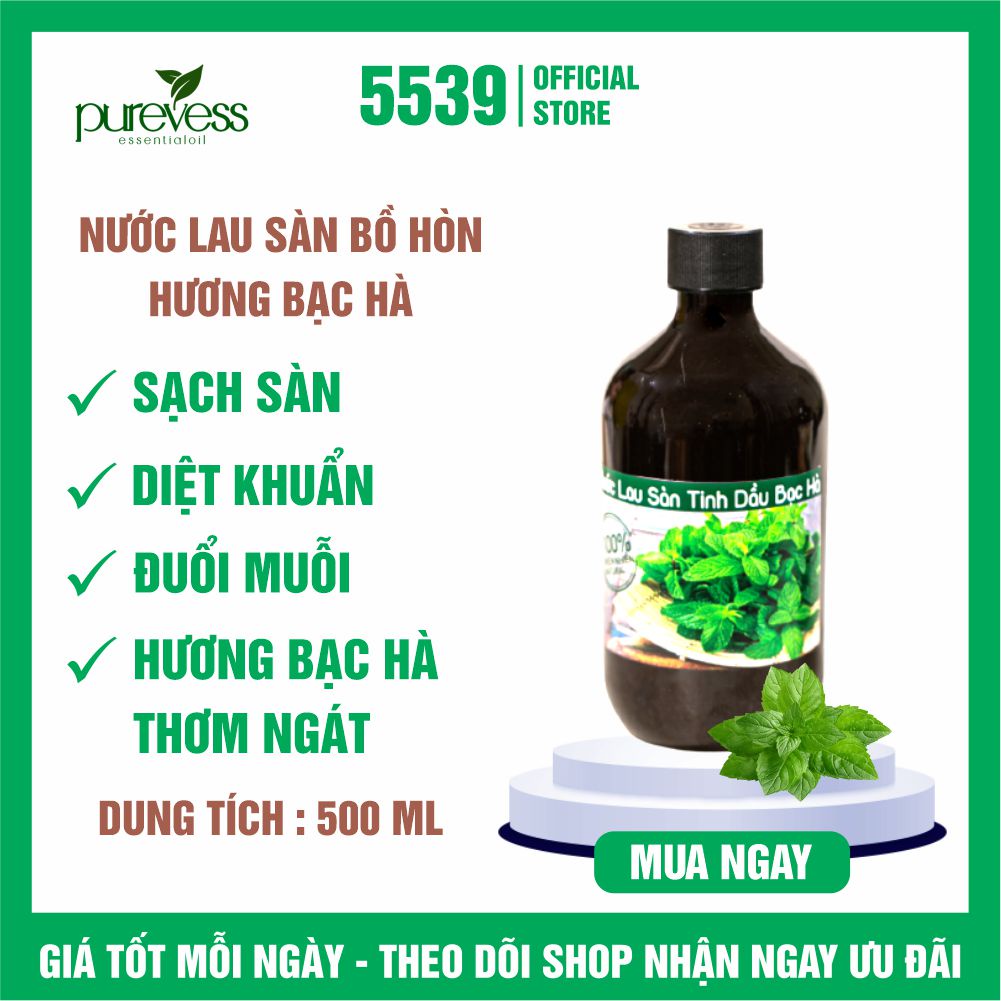 Nước lau sàn sả chanh Purevess 500 ml đánh bay mọi vết bẩn, đuổi muỗi, thơm phòng, tốt cho sức khỏe - Shop 5539