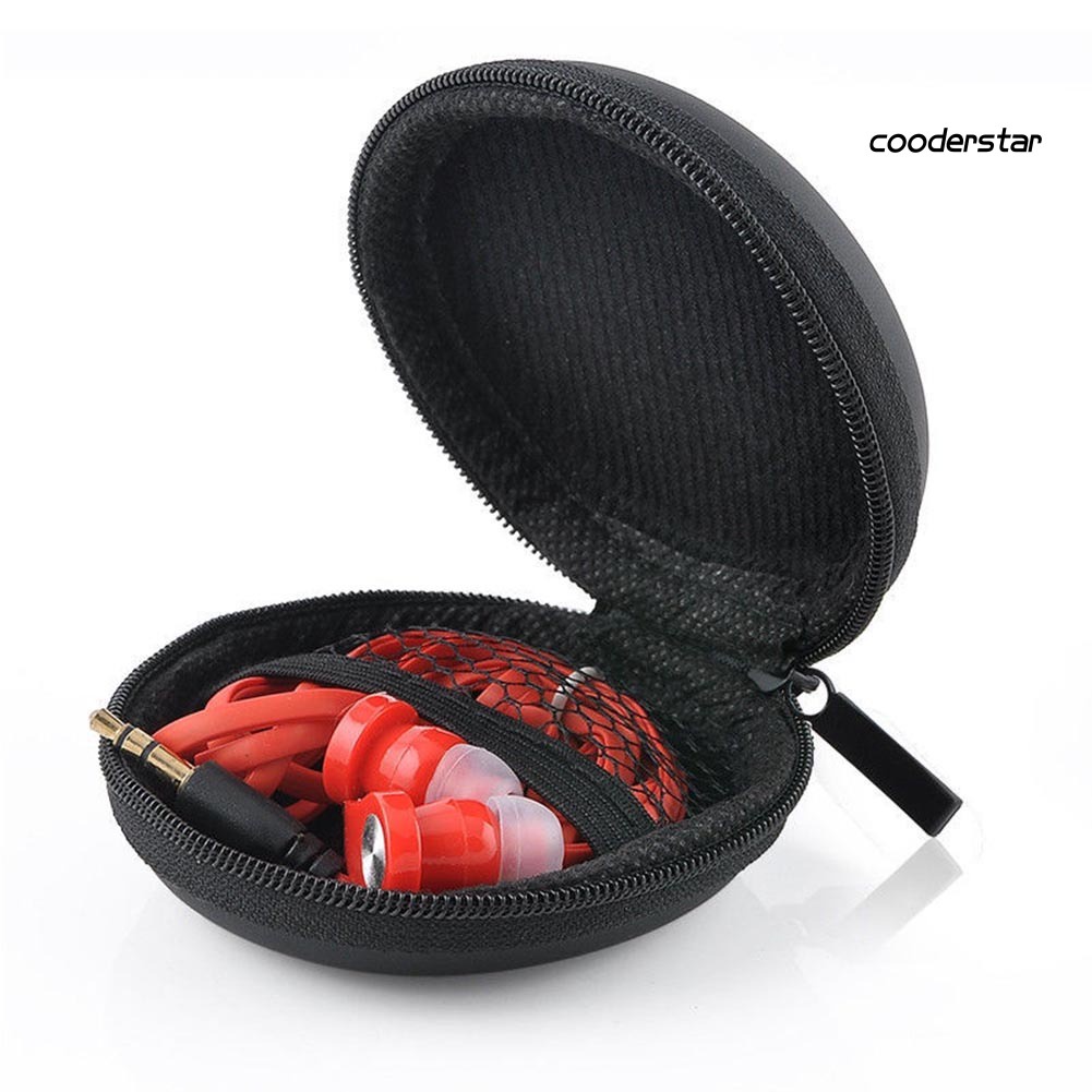 Túi đựng cáp sạc/tai nghe mini hình tròn có khóa kéo tiện dụng