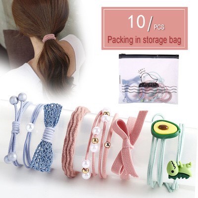 Combo 10 sợi dây thun cột tóc phong cách hàn quốc xinh xắn (kèm túi zíp)
