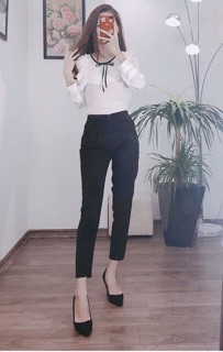 Sơ mi nơ cổ bèo cho nữ