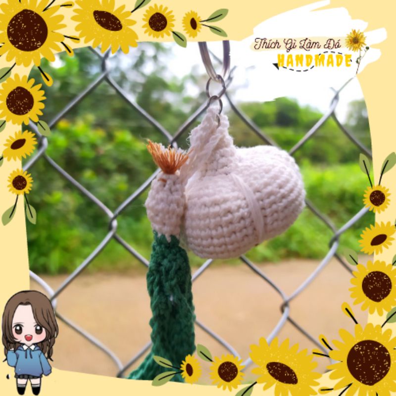 MÓC KHOÁ COMBO TÂM LINH SỢ ĂN HÀNH ( CỦ TỎI CỌNG HÀNH) BẰNG LEN HANDMADE