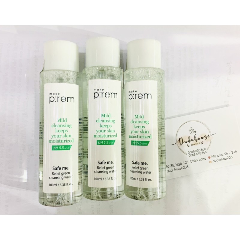 ( SALE THANH LÝ DATE 4/2022) Nước tẩy trang Make Prem Relief Green Cleansing Water 100ml/30ml