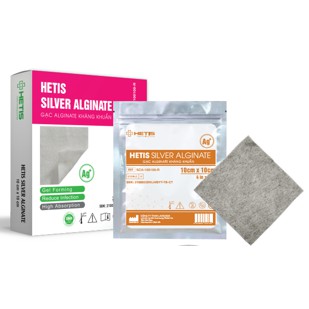 Miếng Gạc HETIS Alginate Silver kháng khuẩn - Thấm hút dịch, liền thương nhanh, chế sự phát triển của vi khuẩn SCA100100