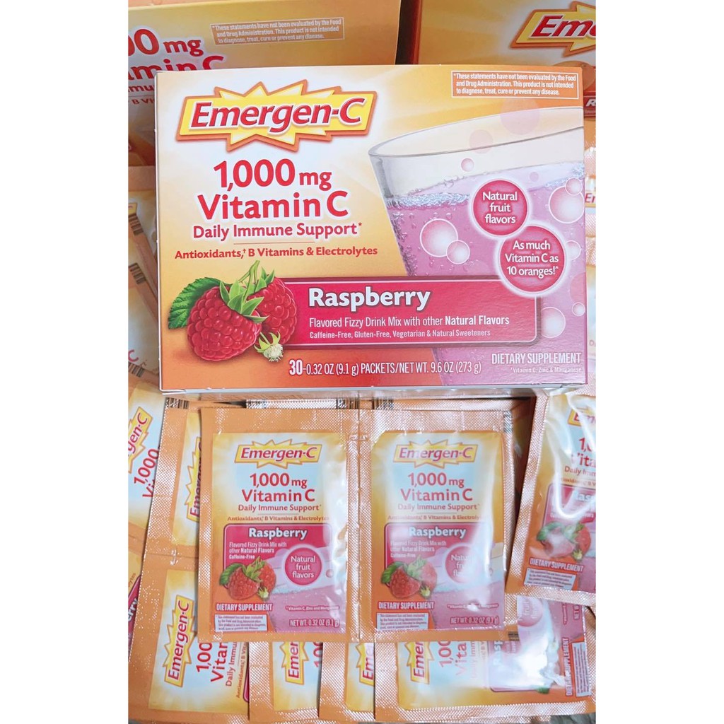 BỘT SỦI VITAMIN C tăng cường đề kháng Emergen-C Immune 1000mg Vitamin C tăng cường thêm Vitamin D và Kẽm - Của Mỹ