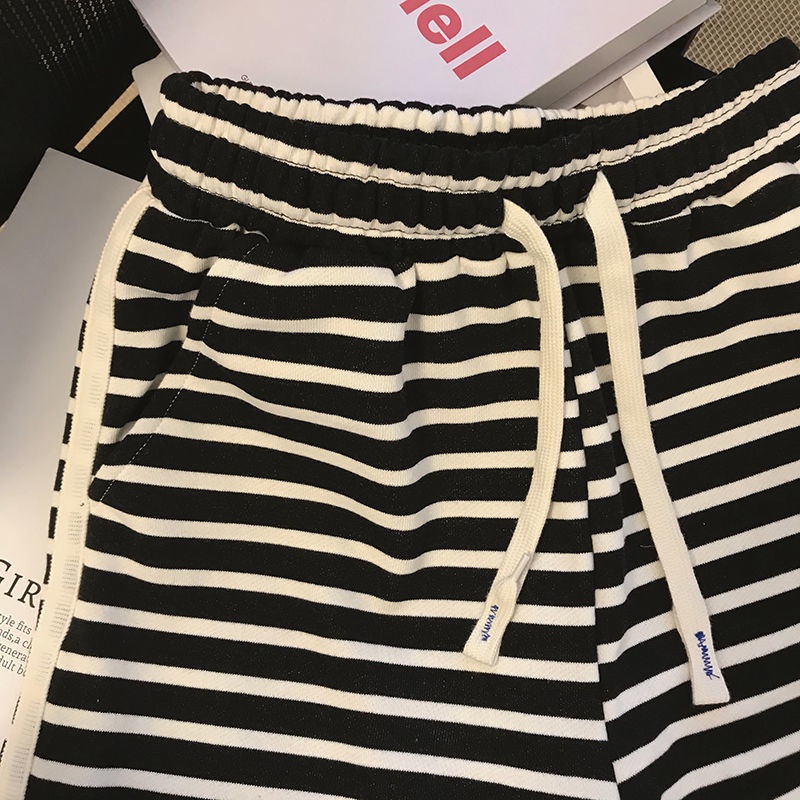 Quần Đùi Thể Thao Kẻ Sọc Thời Trang Cổ Điển 185256 Quần Short Lưng Cao Ống Rộng Thoải Mái Cá Tính