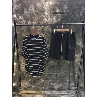 Áo thun kẻ ngang basic vạt bầu-Long tee kèm ảnh thật