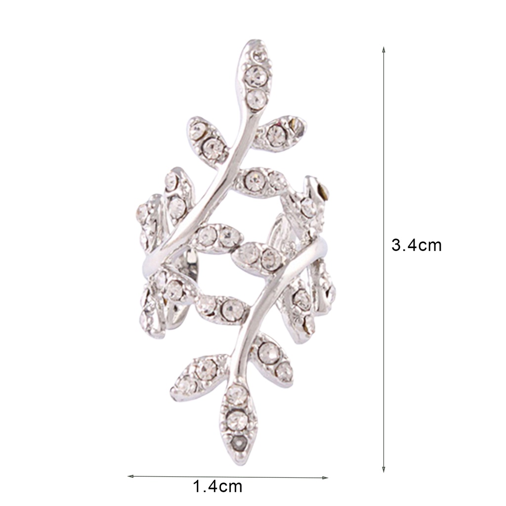 Khuyên vành tai hình chiếc lá đính đá thời trang cho nữ