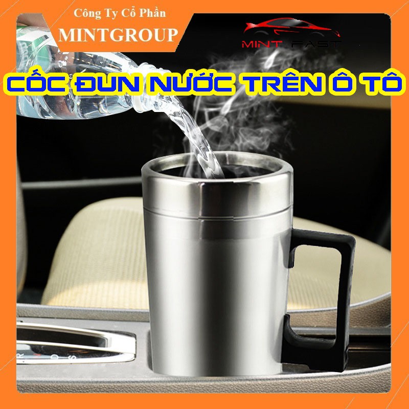 Cốc đun nước, bình giữ nhiệt trên ô tô bằng inox dung tích 300ml