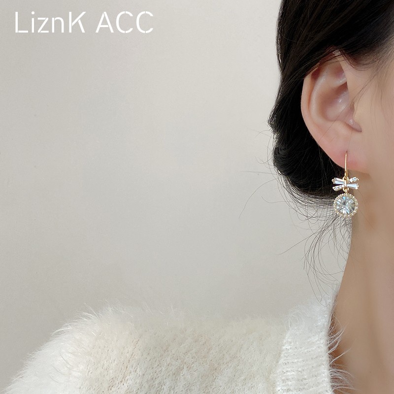 Bông Tai Hình Nơ Đính Ngọc Trai Sang Trọng Phong Cách Hàn Quốc Cổ Điển Thời Trang Cho Nữ