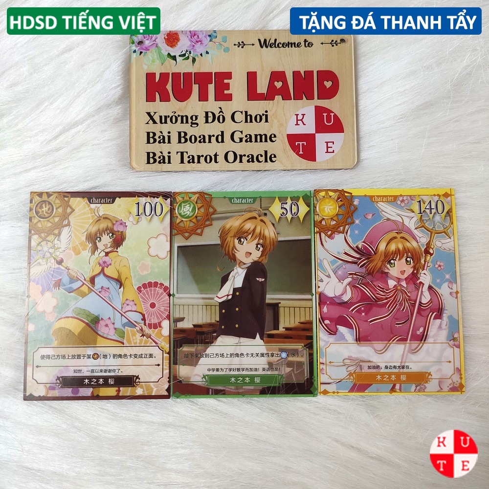 [Size Gốc] Bài Tarot Clow Sakura CardRaptor Phiên Bản Màu Nâu 56 Lá Bài Tặng Đá Thanh Tẩy Và Hướng Dẫn Tiếng Việt S21
