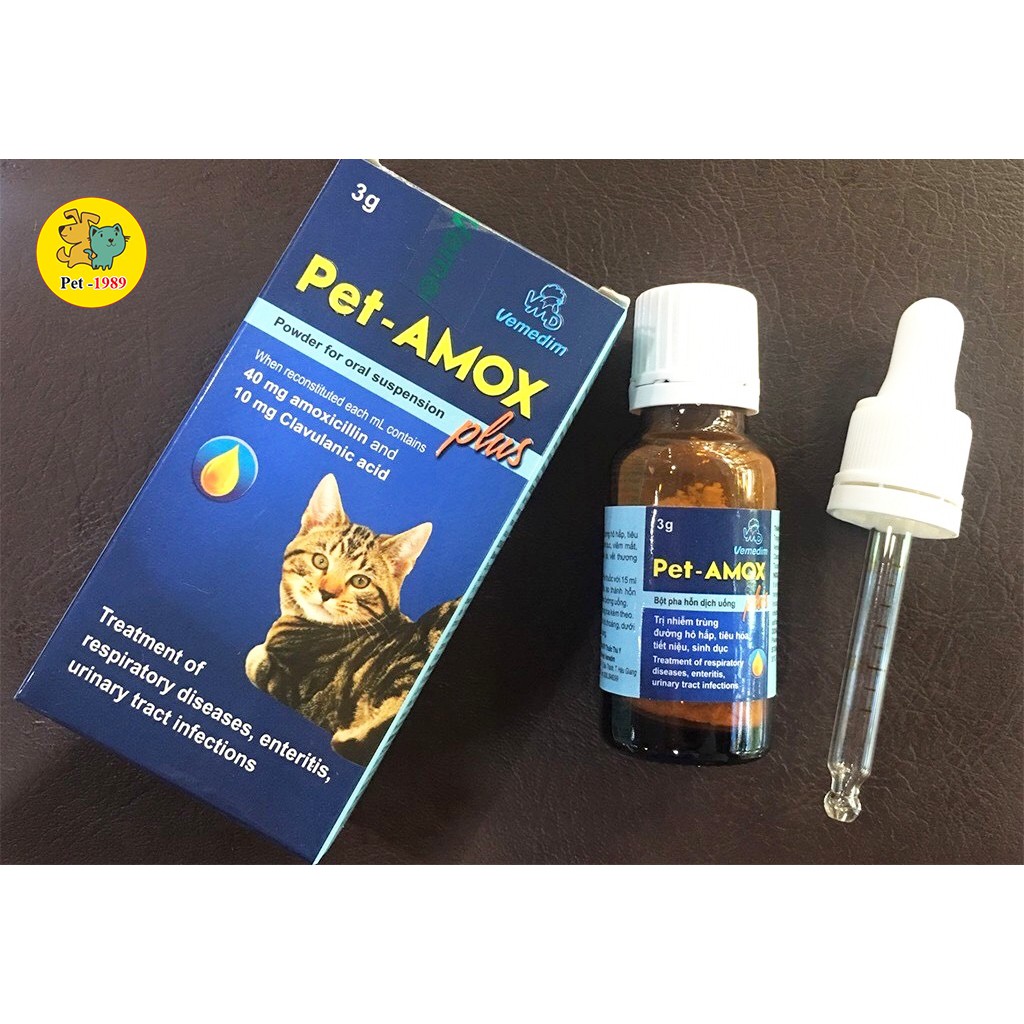 Dung Dịch Uống Pet-Amox Plus 3g Giảm Tiêu Chảy, Hô Hấp Cho Chó Mèo Pet-1989