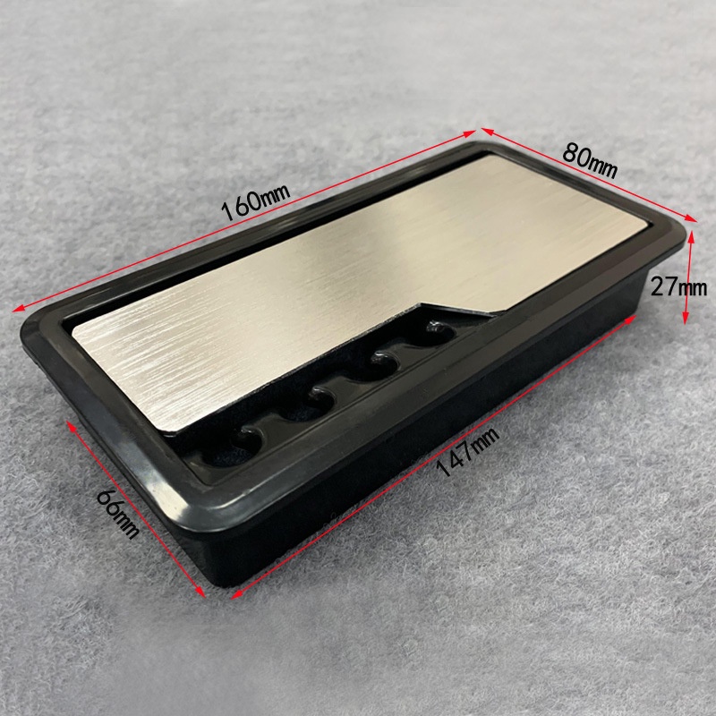 Nắp Luồn Dây Âm Bàn Nhôm Có Lỗ Giữ Dây  - Nắp Hộp Nhôm Âm Bàn Cao Cấp Màu ĐEN Size 160x80mm