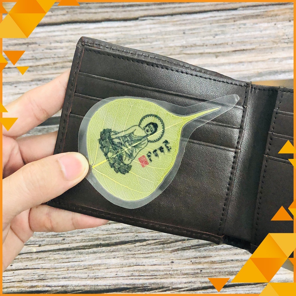 Lá Bồ Đề Vàng Để Ví Tiền, Ốp Điện Thoại Cầu May Mắn Bình An Tài Lộc, Lá Bồ Đề In Tượng Phật, Nhỏ Gọn