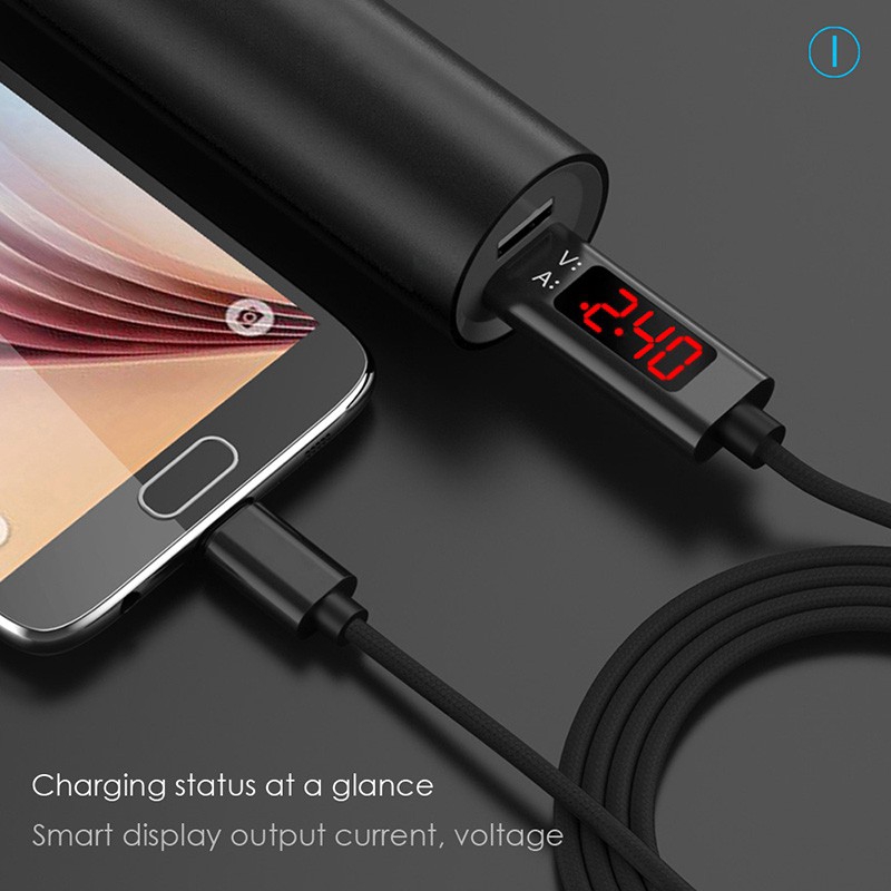 Ready Stock LCD Display 3A Quick Charge 3.0 Micro Type-C Lightning USB Charging Cable