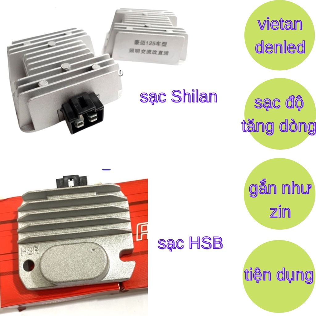 Sạc độ Shilan cho các loại xe máy, hàng sẵn lắp không chế, cho xe lên đèn led, xenon công suất lớn