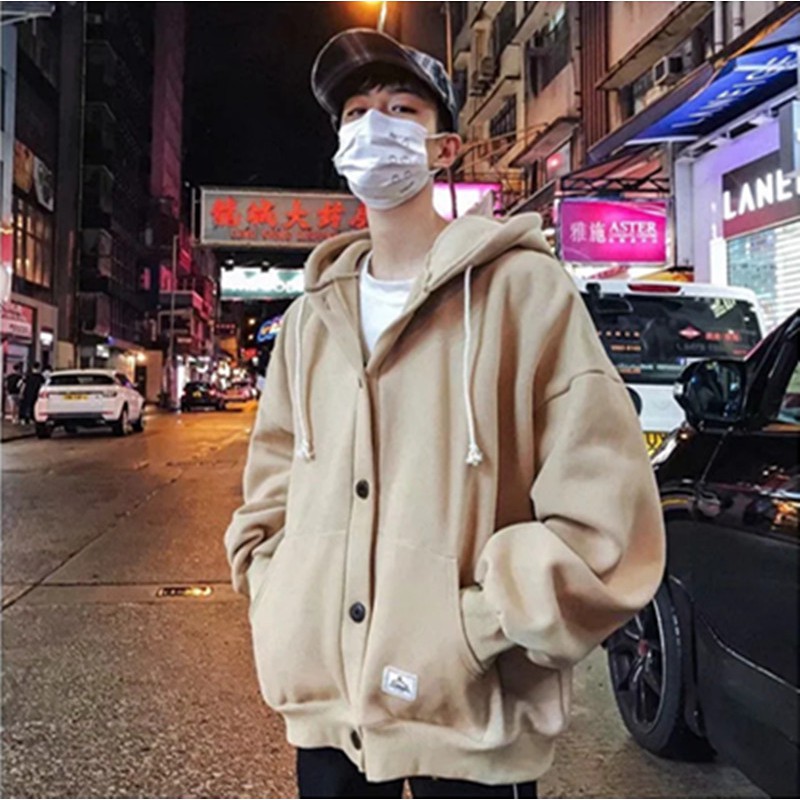 Áo Khoác Tay Dài Dáng Rộng Màu Sắc Đơn Giản Thoải Mái Có Size M-4XL