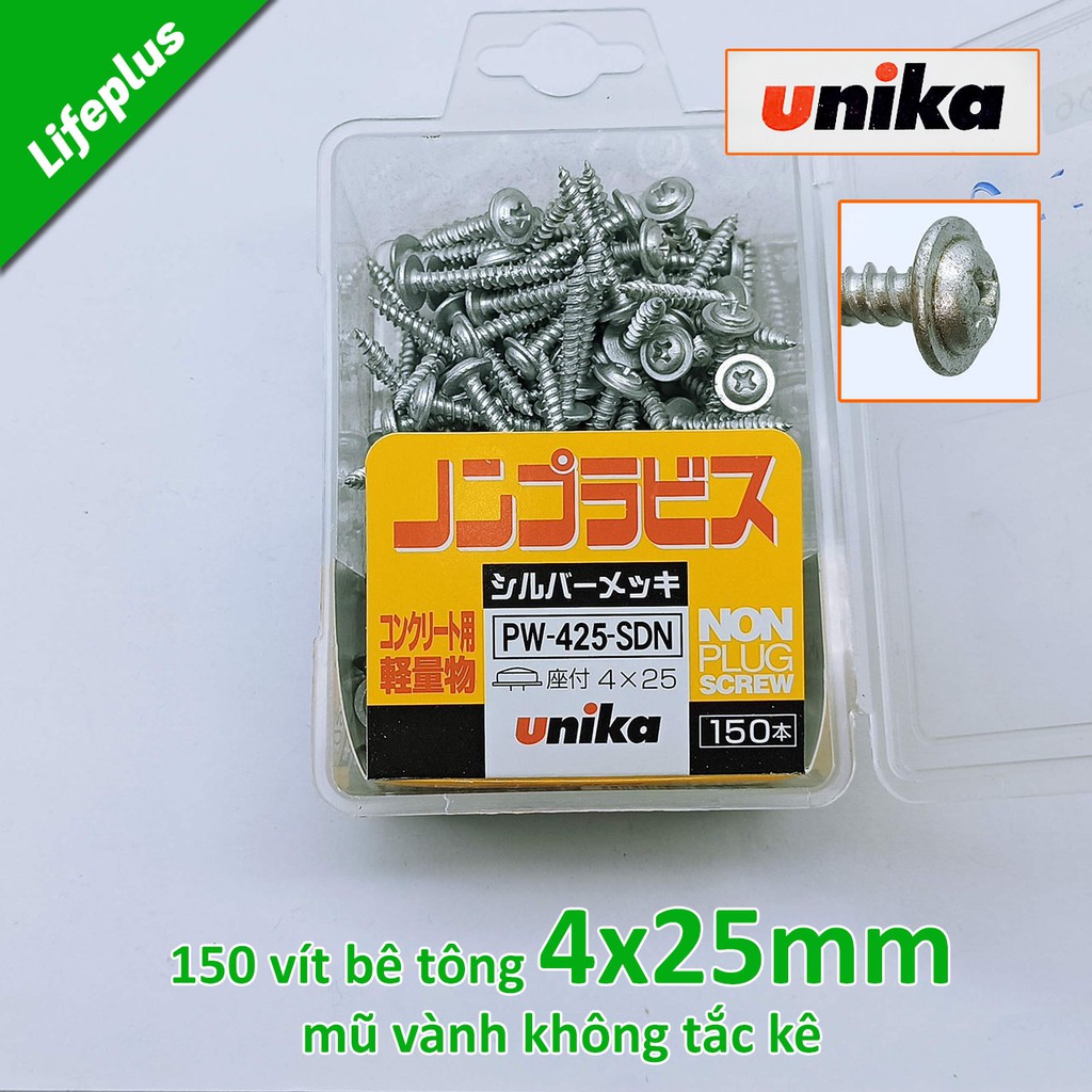 Hộp vít bắt tường không tắc kê Unika Nhật mũ vành 4mm