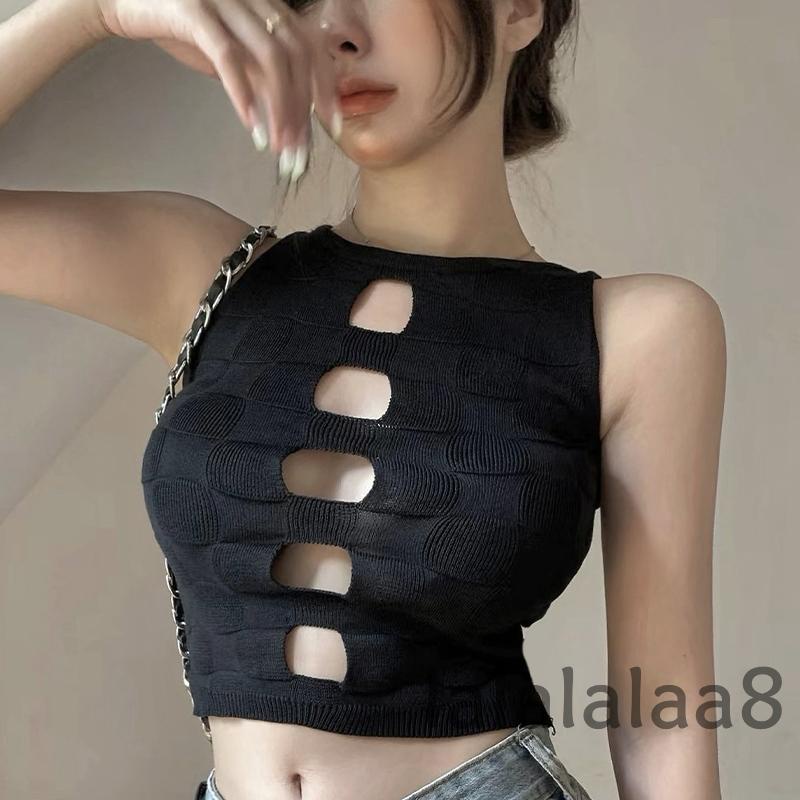 Áo Dệt Kim Sát Nách Màu Trơn Họa Tiết Kẻ Sọc Màu Sắc Thời Trang Cho Nữ
