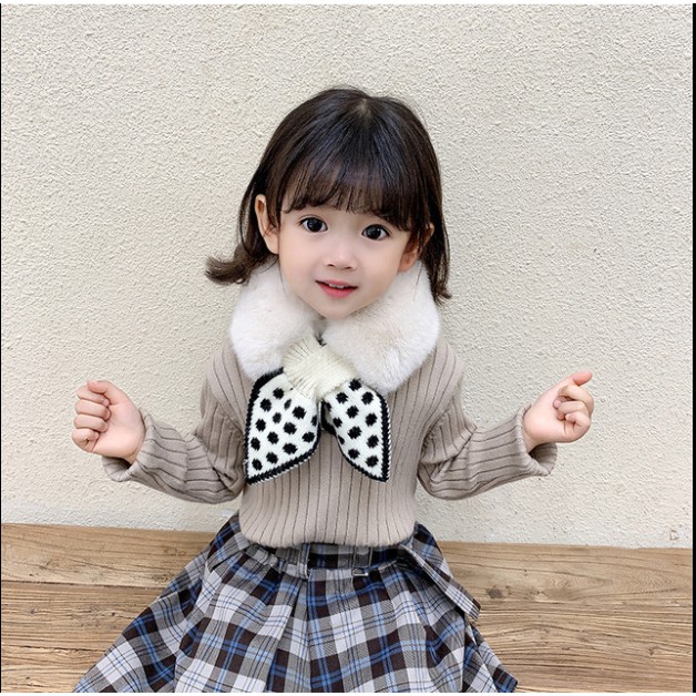 Khăn Choàng Cổ Chất Liệu Lông Ấm Áp Họa Tiết Chấm Bi