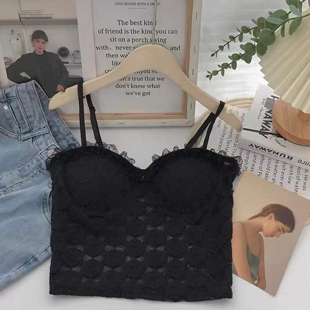 Áo hai dây nữ 23Closet áo 2 dây croptop nữ sợi bún có đệm ngực chất liệu ren  cao cấp kiểu dáng Hàn Quốc AHDR01 | BigBuy360 - bigbuy360.vn