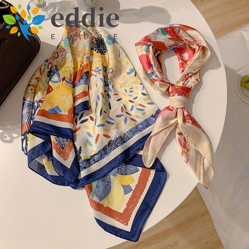 Khăn Choàng Cổ Vuông In Họa Tiết Hoa &amp; Chấm Bi Cổ Điển Thời Trang Cho Nữ