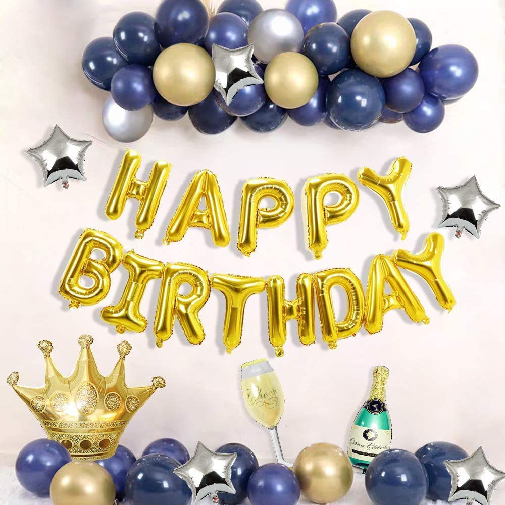 Set bóng trang trí sinh nhật màu xanh navy dành cho các chàng trai