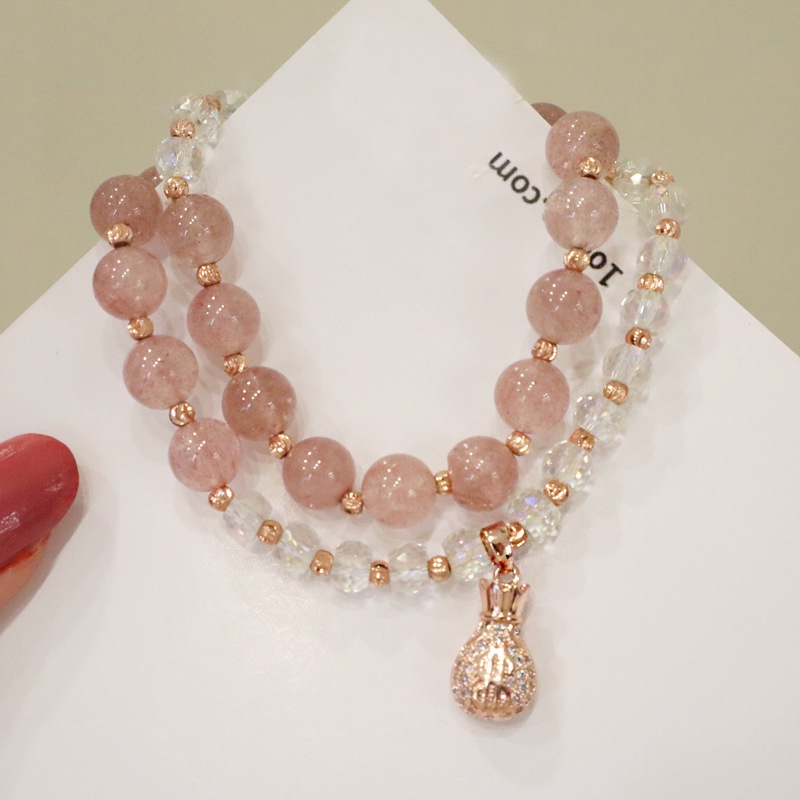 [Hàng Mới] Vòng Đeo Tay Dây Đôi Đính Hạt Pha Lê Kèm Túi Đựng Tiền Xu