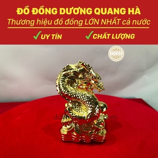 Đồ đồng mỹ nghệ tượng rồng ngận ngọc mạ vàng trong bộ 12 con giáp chất liệu đồng vàng kích thước 9*9cm