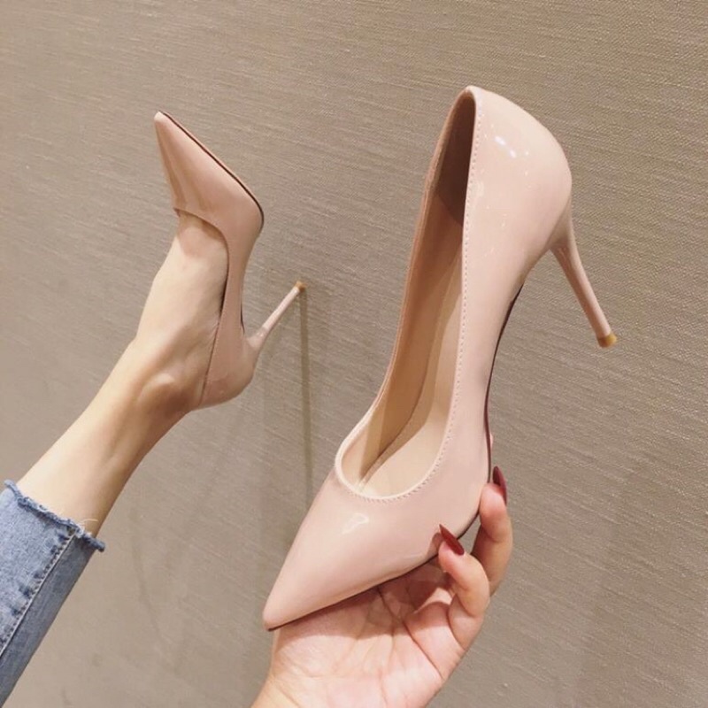 Giày cao gót nữ da bóng huyền thoại 8p max chảnh