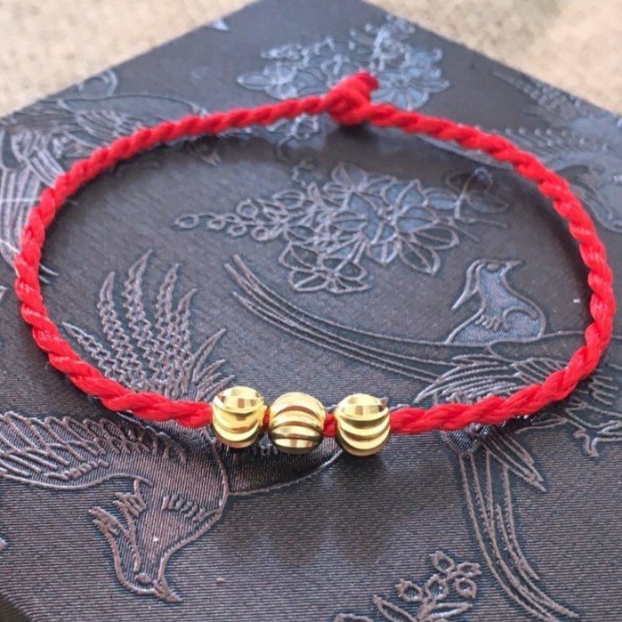 VT67 Vòng tay dây may mắn mix charm mạ vàng 5 cái/lốc