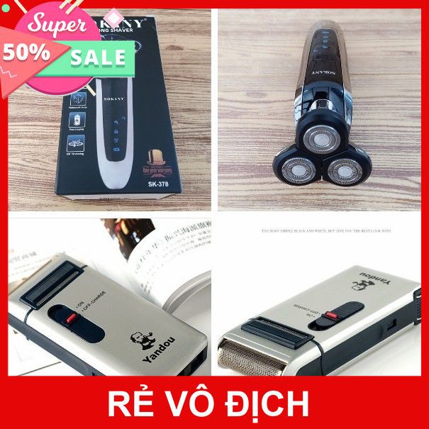 [XÃ KHO] MÁY CẠO RÂU 3 LƯỠI SOKANY SK-378, KEMEI KM-7390, RUIYING FS198, PS197 CAO CẤP [HCM]