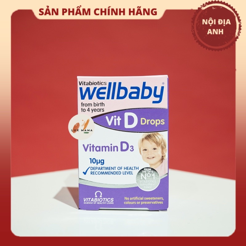 [Chính Hãng UK] Wellbaby Vitamin D3 Drops cho bé trẻ sơ sinh.