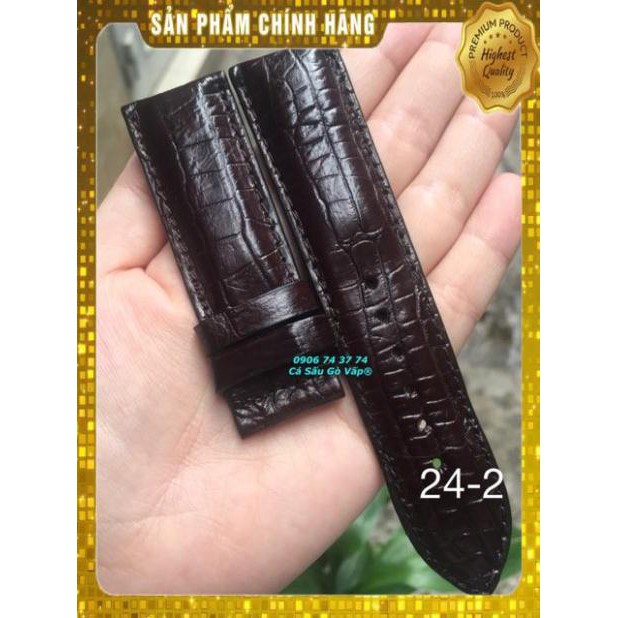 Thẻ BH 12 Tháng -  Dây ĐH 2 Mặt Da Cá Sấu Màu Nâu Size 24 . Hàng Cao Cấp, xịn, Rẻ, Đẹp