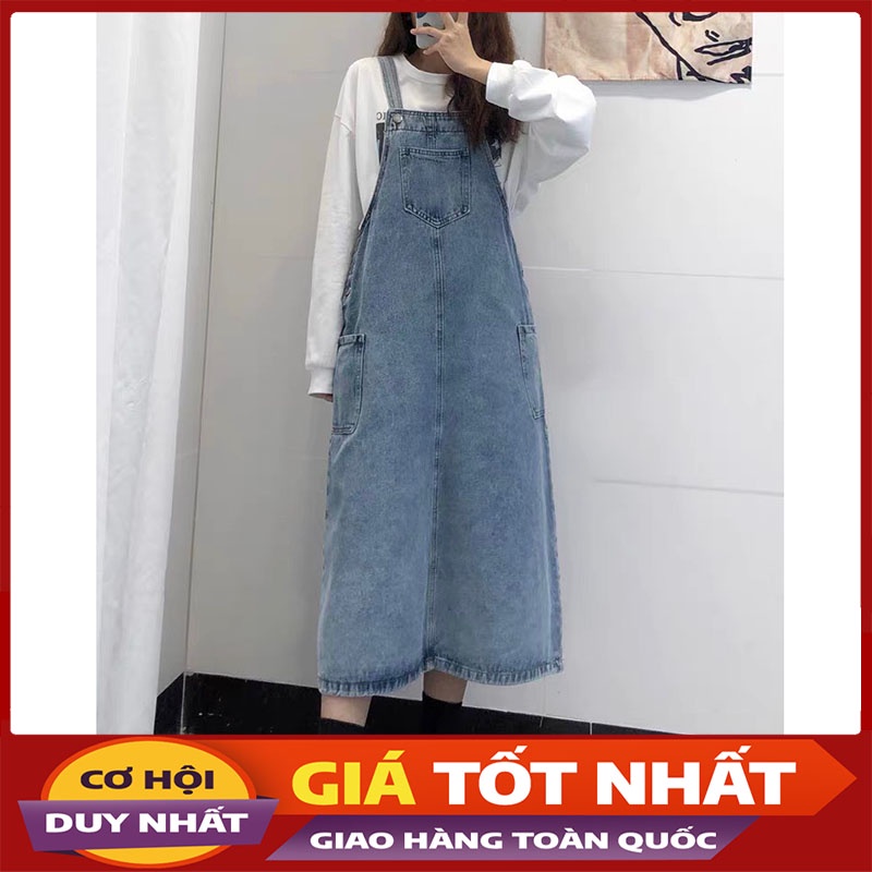 Váy Yếm Bò, Yếm Denim Dáng Dài Phong Cách Hàn Quốc M510- Violet