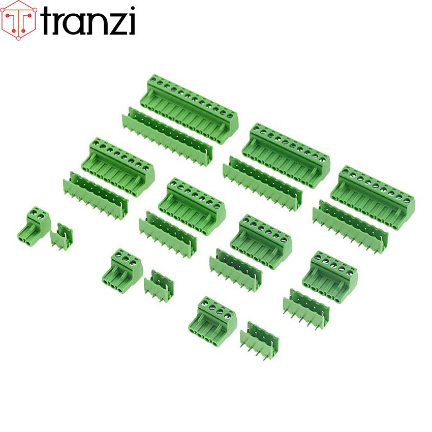 Cầu đấu 5.08mm HT5.08 2P 3P 4P 5P 6P 8P bộ đực cái chân cắm cong xanh